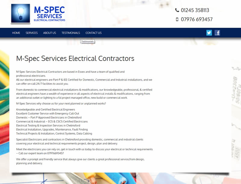 Chelmsford Essex Web Design - M-Spec Services